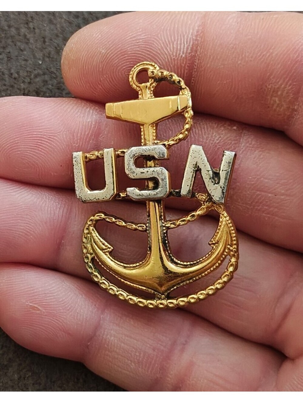 40s WW2 United States Navy Chief Petty Officer (CPO) Fouled Anchor Pin